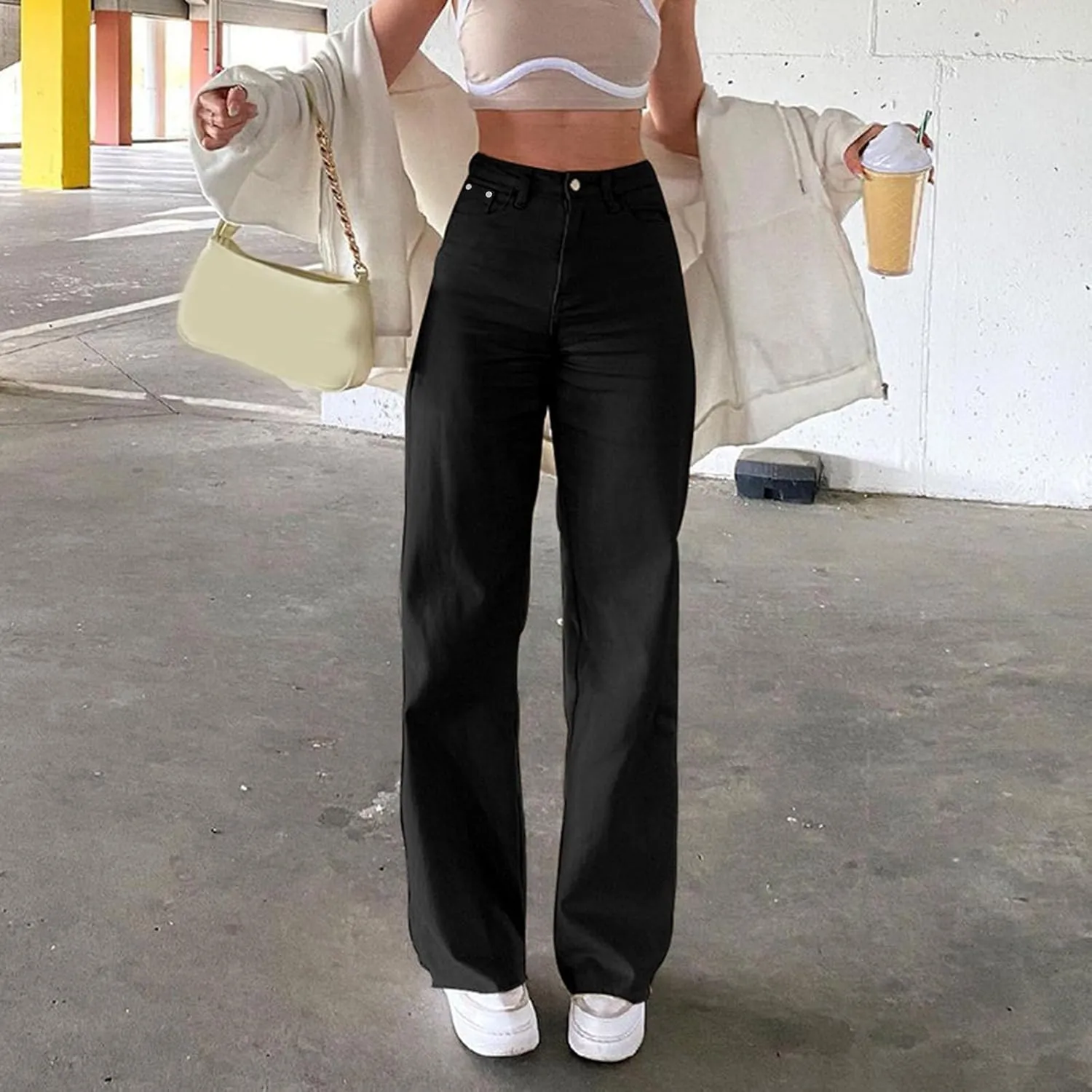Women's Bell Bottom Jeans Slim Fit High Waisted Straight Pants Stretchy Flare Pants Boyfriend Jeans Fashion Outfits