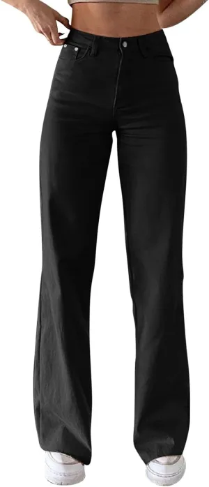 Women's Bell Bottom Jeans Slim Fit High Waisted Straight Pants Stretchy Flare Pants Boyfriend Jeans Fashion Outfits