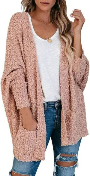 Womens Cardigan Long, Open Front Chunky Knit Sweaters Batwing Long Sleeve Fuzzy Knitted Jacket Coat Oversized Jummper