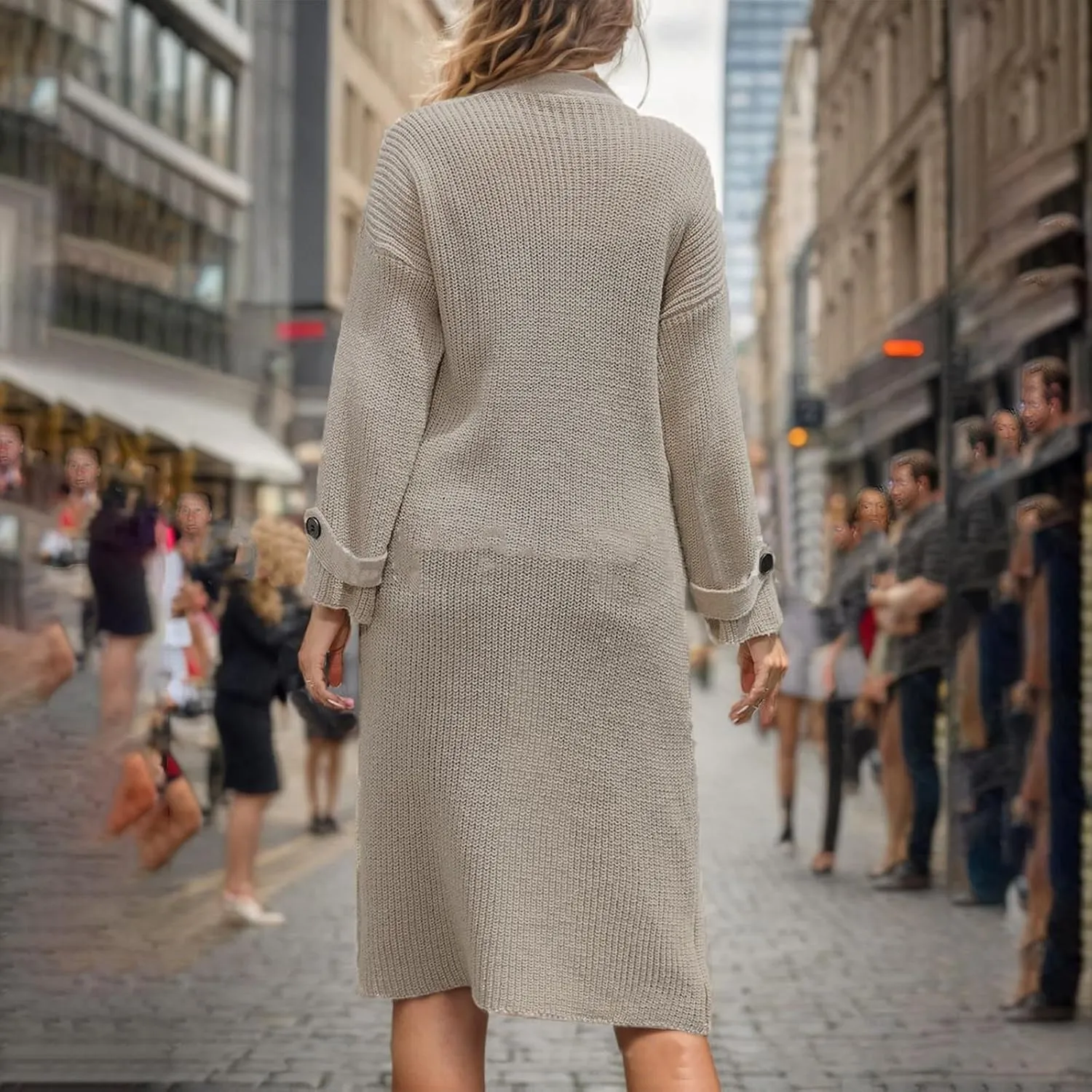 Women's Cardigan Plus Size Chunky Knit Open Front Long Sweater Casual Trendy Loose Breathable Soft Outerwear Clothes