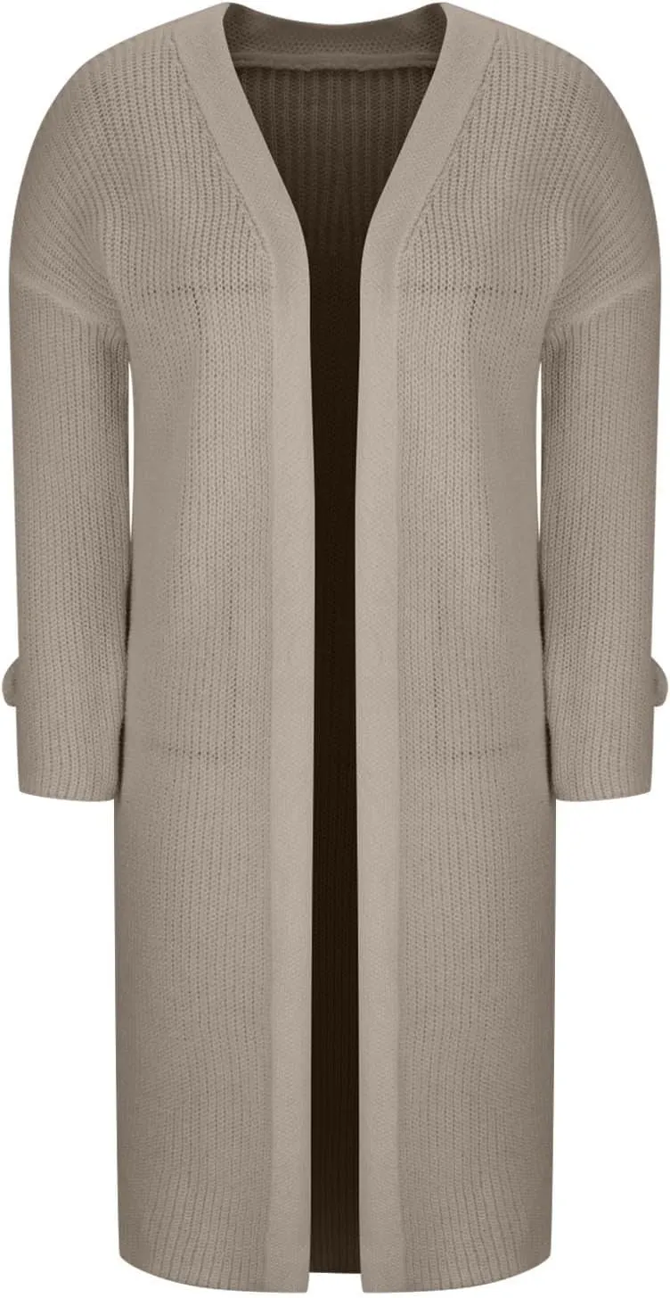 Women's Cardigan Plus Size Chunky Knit Open Front Long Sweater Casual Trendy Loose Breathable Soft Outerwear Clothes