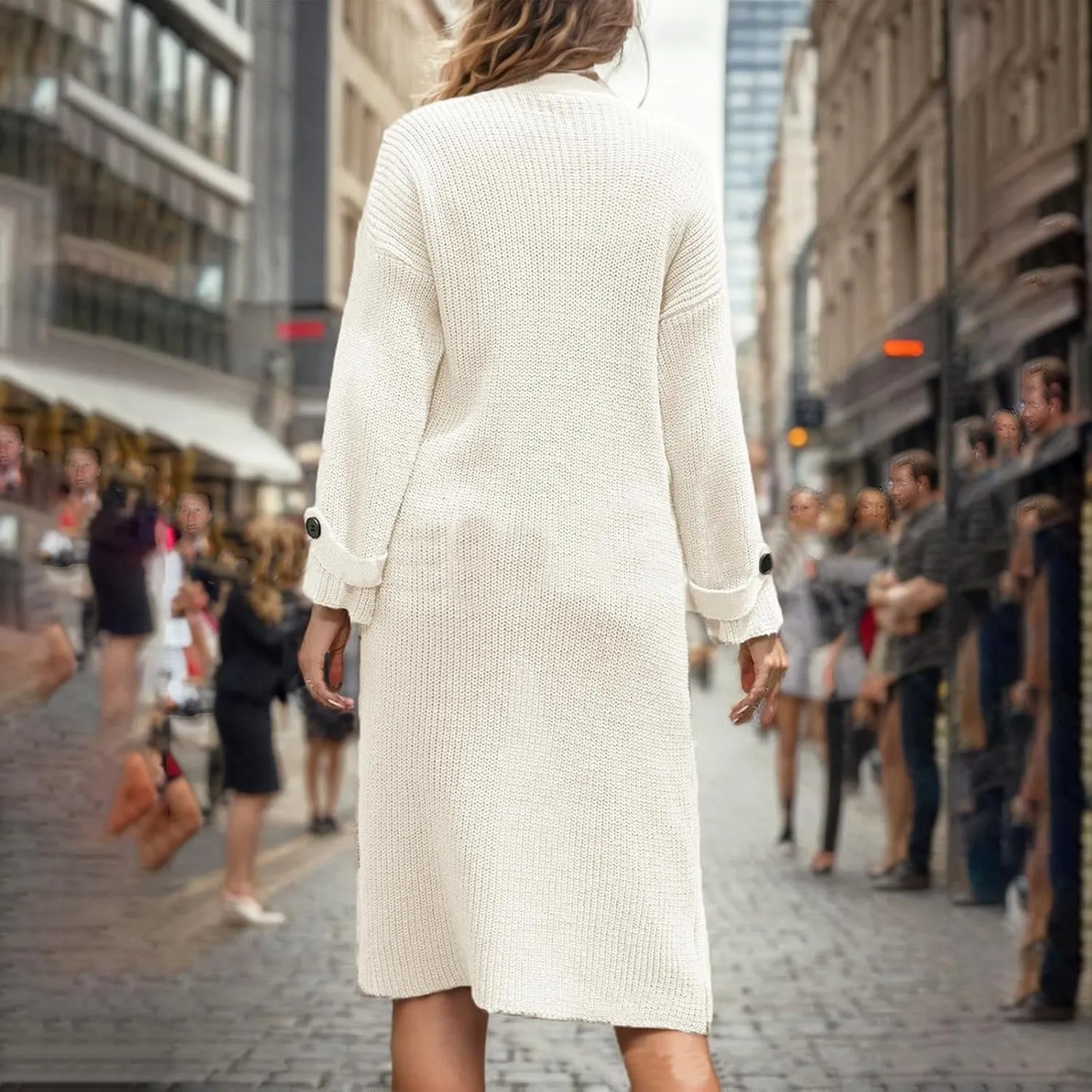 Women's Cardigan Plus Size Chunky Knit Open Front Long Sweater Casual Trendy Loose Breathable Soft Outerwear Clothes