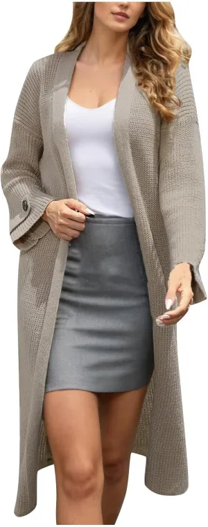 Women's Cardigan Plus Size Chunky Knit Open Front Long Sweater Casual Trendy Loose Breathable Soft Outerwear Clothes