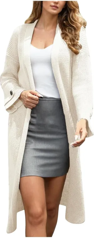 Women's Cardigan Plus Size Chunky Knit Open Front Long Sweater Casual Trendy Loose Breathable Soft Outerwear Clothes