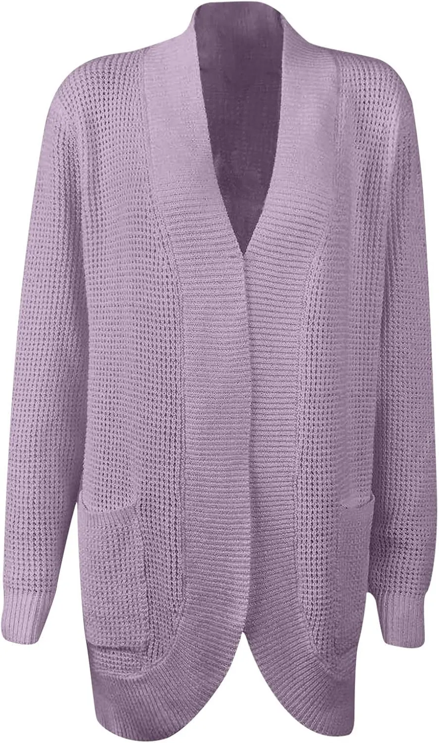 Women's Cardigan Sweaters Casual Open Front Long Sleeve Chunky Cable Knit Cardigans Sweaters Outerwear with Pockets