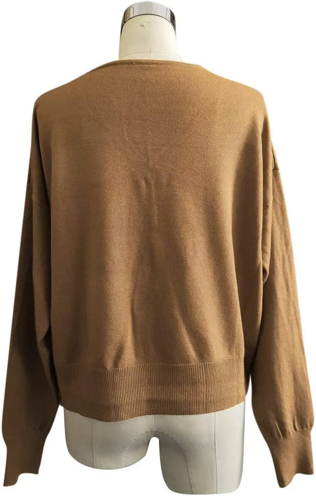 Womens Cardigan Sweaters, V Neck Button Cardigans Long Sleeve Cable Knit Sweaters Lightweight Jackets Chunky Outwear Coats