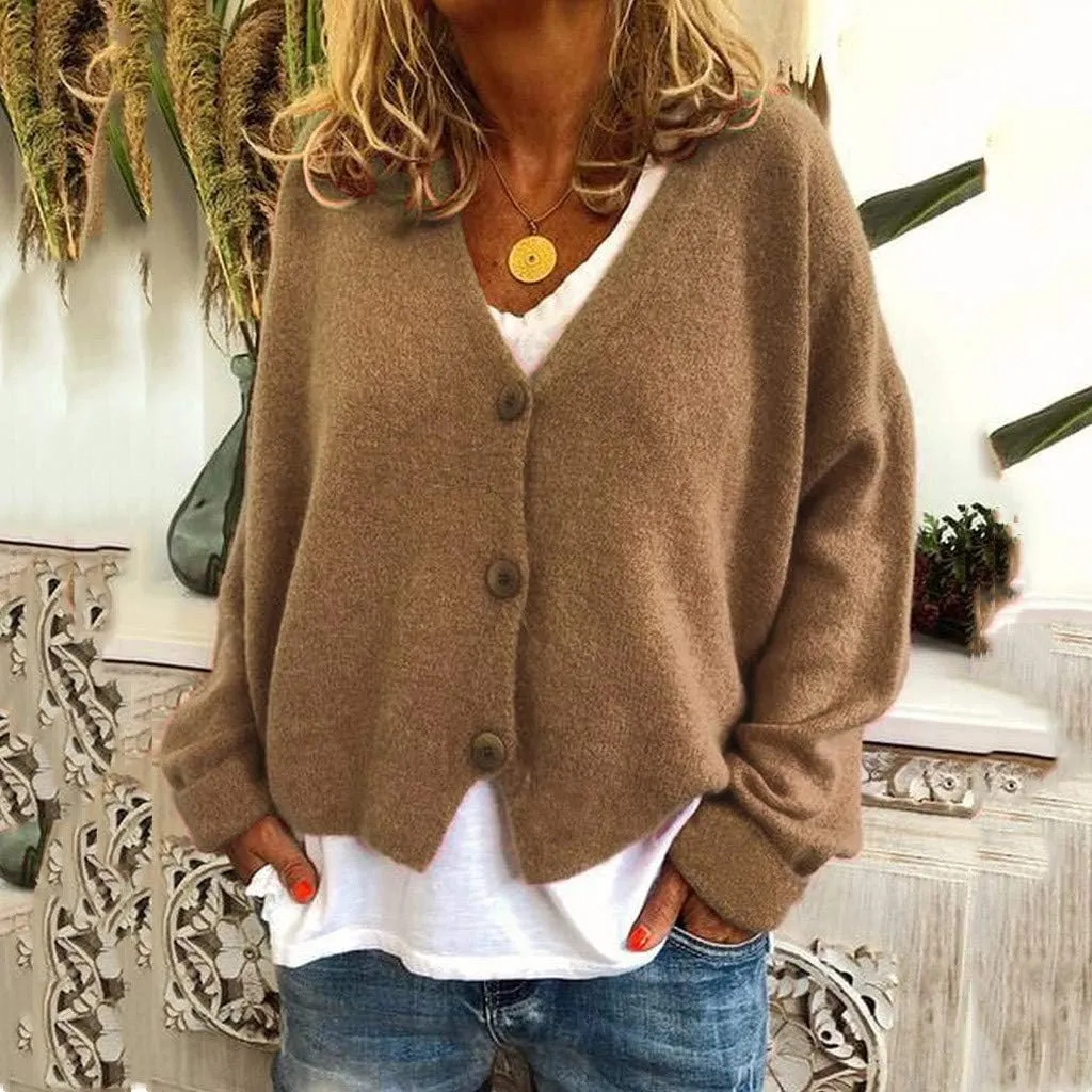 Womens Cardigan Sweaters, V Neck Button Cardigans Long Sleeve Cable Knit Sweaters Lightweight Jackets Chunky Outwear Coats