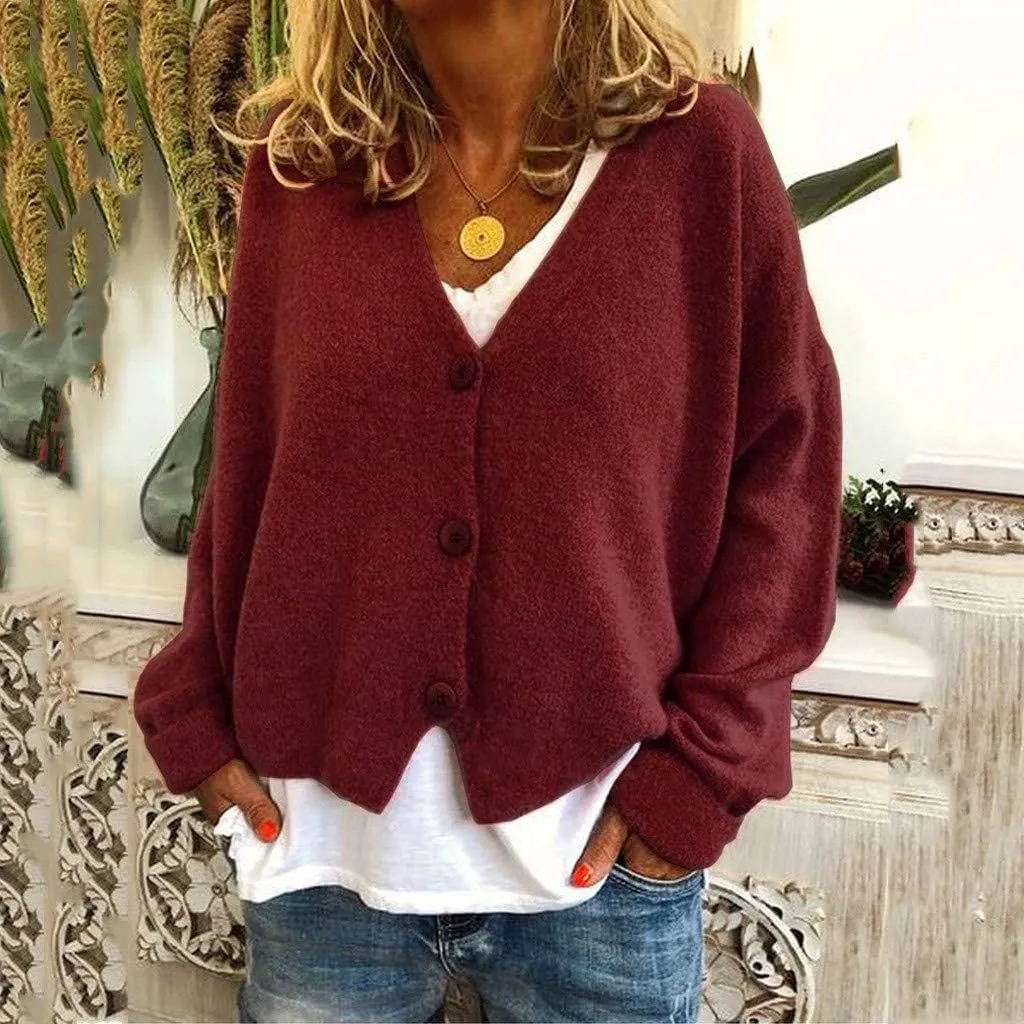 Womens Cardigan Sweaters, V Neck Button Cardigans Long Sleeve Cable Knit Sweaters Lightweight Jackets Chunky Outwear Coats