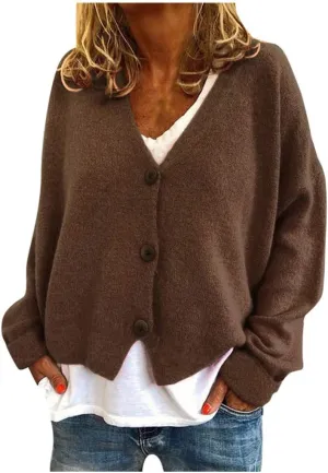 Womens Cardigan Sweaters, V Neck Button Cardigans Long Sleeve Cable Knit Sweaters Lightweight Jackets Chunky Outwear Coats