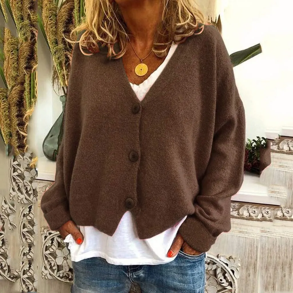 Womens Cardigan Sweaters, V Neck Button Cardigans Long Sleeve Cable Knit Sweaters Lightweight Jackets Chunky Outwear Coats