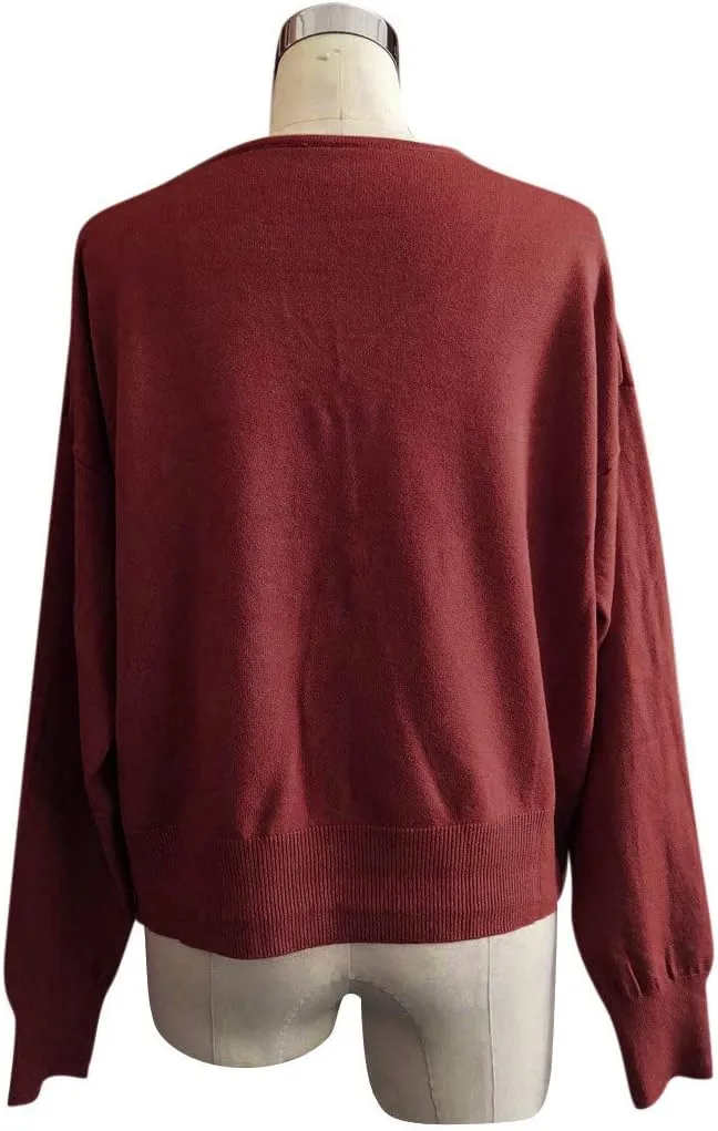 Womens Cardigan Sweaters, V Neck Button Cardigans Long Sleeve Cable Knit Sweaters Lightweight Jackets Chunky Outwear Coats
