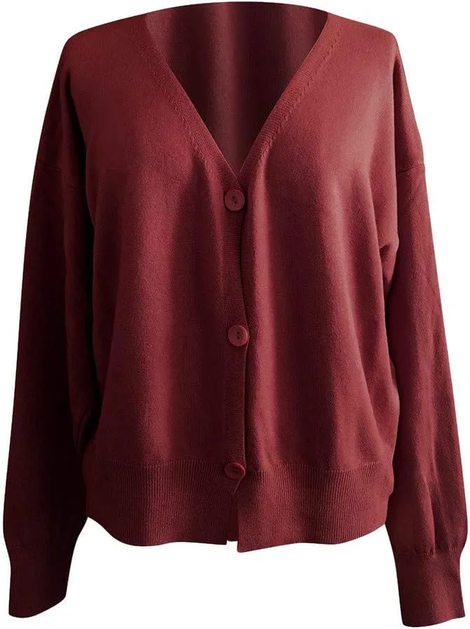 Womens Cardigan Sweaters, V Neck Button Cardigans Long Sleeve Cable Knit Sweaters Lightweight Jackets Chunky Outwear Coats