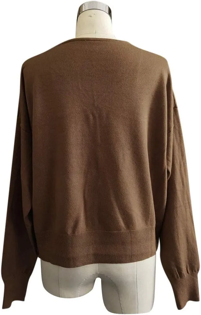 Womens Cardigan Sweaters, V Neck Button Cardigans Long Sleeve Cable Knit Sweaters Lightweight Jackets Chunky Outwear Coats