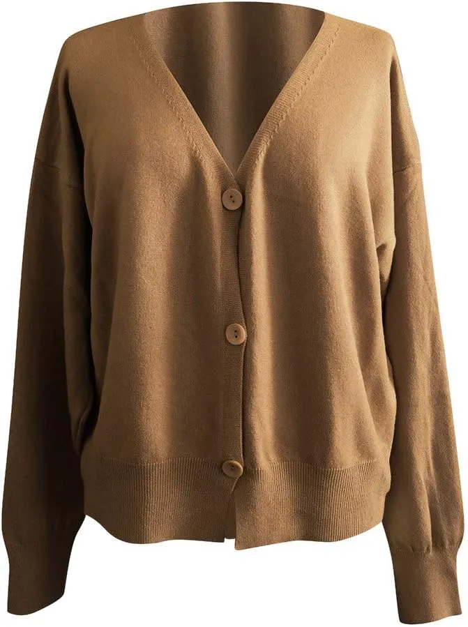 Womens Cardigan Sweaters, V Neck Button Cardigans Long Sleeve Cable Knit Sweaters Lightweight Jackets Chunky Outwear Coats