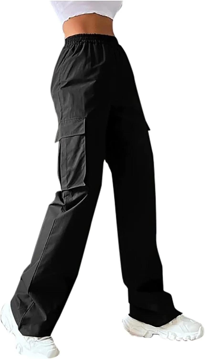 Womens Cargo Pants with Pockets High Rise Straight Leg Y2K Streetwear Trousers Baggy Pants Lightweight Hiking Pants