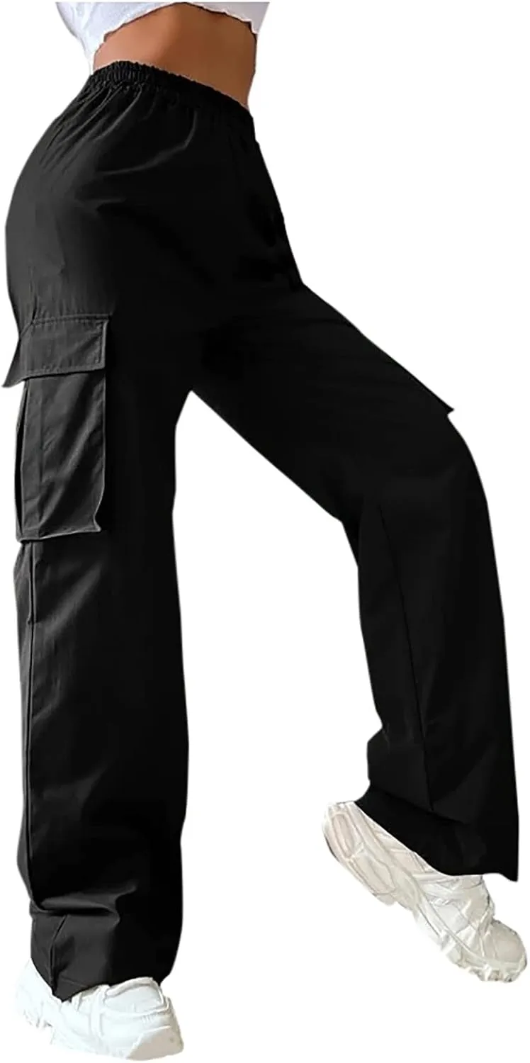 Womens Cargo Pants with Pockets High Rise Straight Leg Y2K Streetwear Trousers Baggy Pants Lightweight Hiking Pants