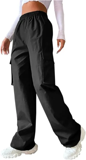 Womens Cargo Pants with Pockets High Rise Straight Leg Y2K Streetwear Trousers Baggy Pants Lightweight Hiking Pants