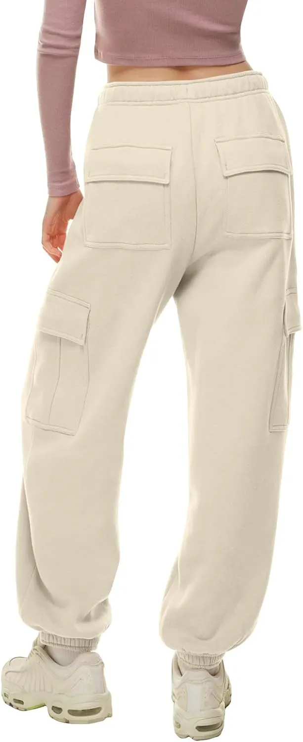 Womens Cargo Sweatpants Casual Baggy Fleece High Waisted Joggers Pants Oversized Fashion Outfits Y2k Clothes 2024