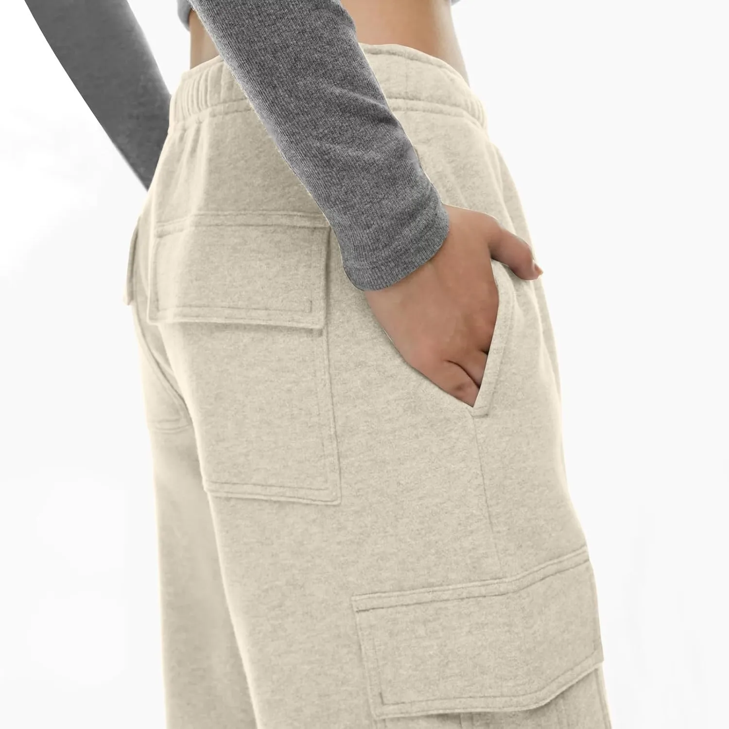 Womens Cargo Sweatpants Casual Baggy Fleece High Waisted Joggers Pants Oversized Fashion Outfits Y2k Clothes 2024