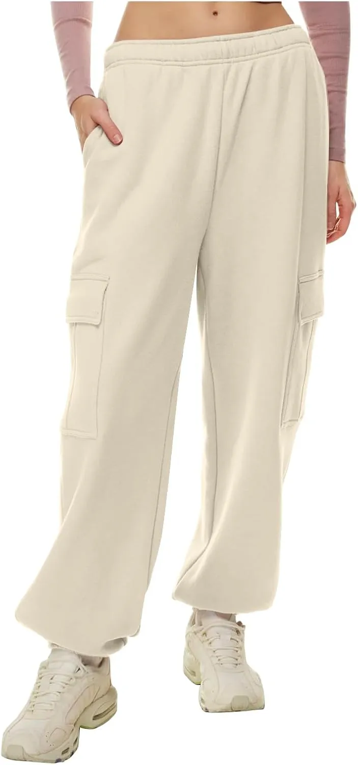 Womens Cargo Sweatpants Casual Baggy Fleece High Waisted Joggers Pants Oversized Fashion Outfits Y2k Clothes 2024