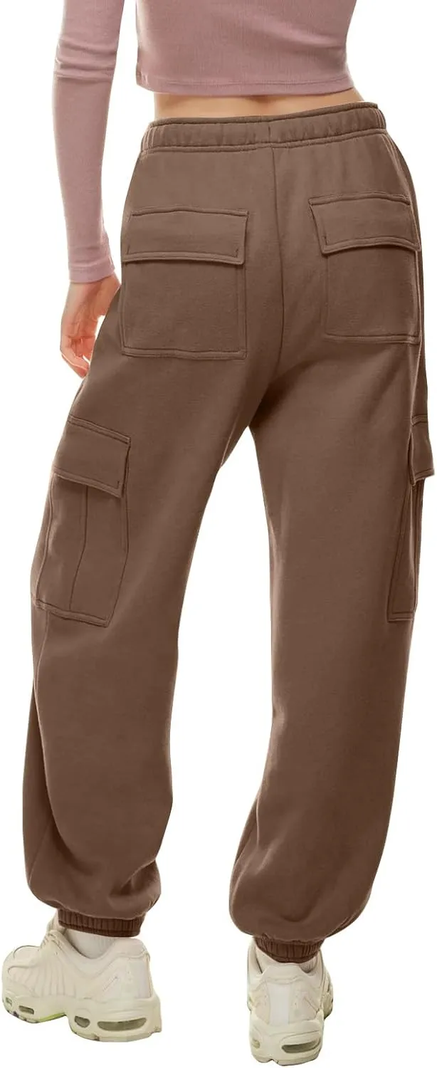 Womens Cargo Sweatpants Casual Baggy Fleece High Waisted Joggers Pants Oversized Fashion Outfits Y2k Clothes 2024