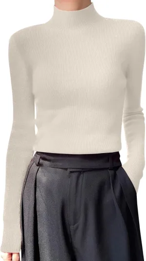 Womens Cashmere Sweater Turtleneck Solid Long Sleeve Cute Warm Soft Y2k Sweaters 2025 Spring Winter Knit Pullover Tops