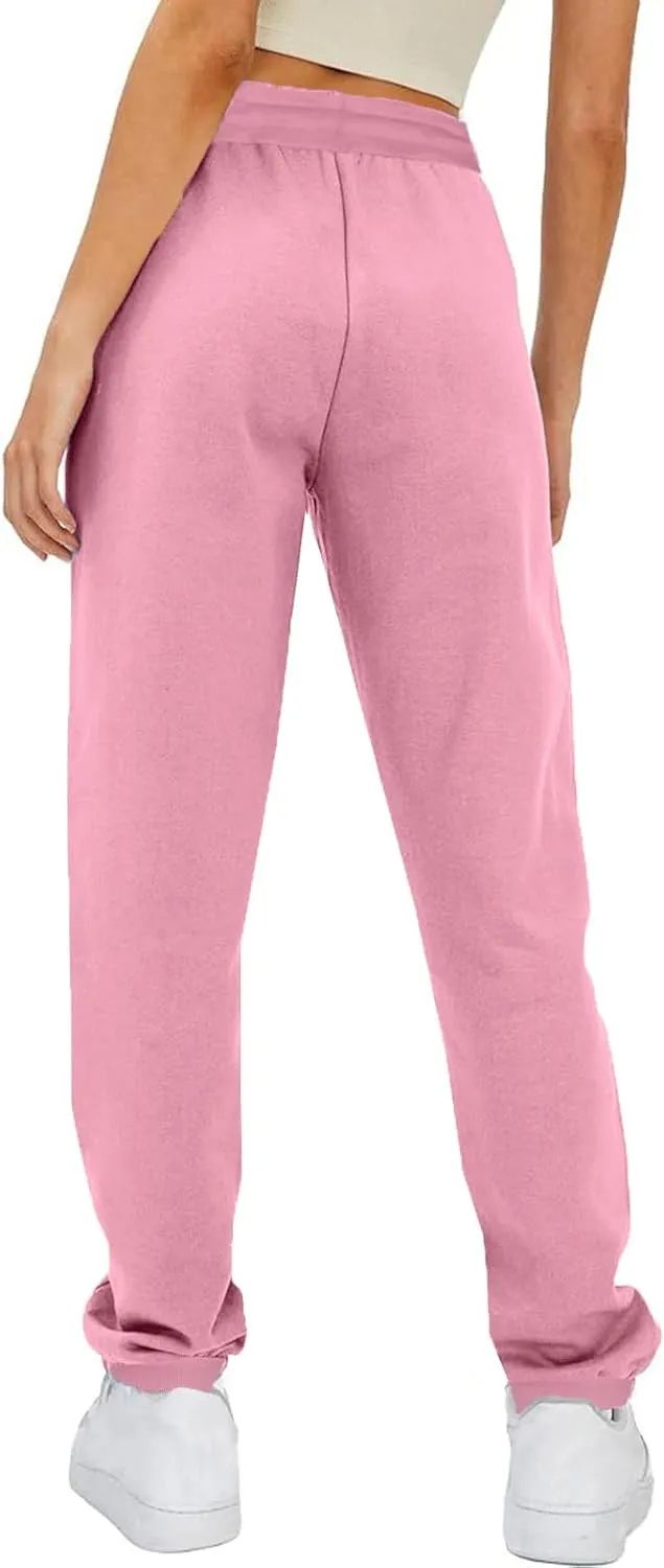 Womens Casual Baggy Fleece Sweatpants High Waisted Cinch Bottom Joggers Drawstring Lounge Trousers with Pockets