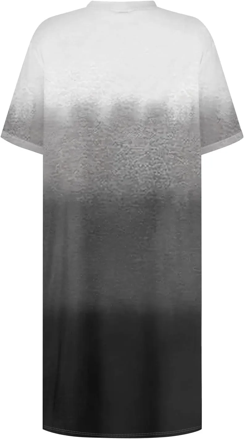 Women's Casual Dresses Summer Short Sleeve Mid Thigh Length T Shirt Dress with Pocket for Women