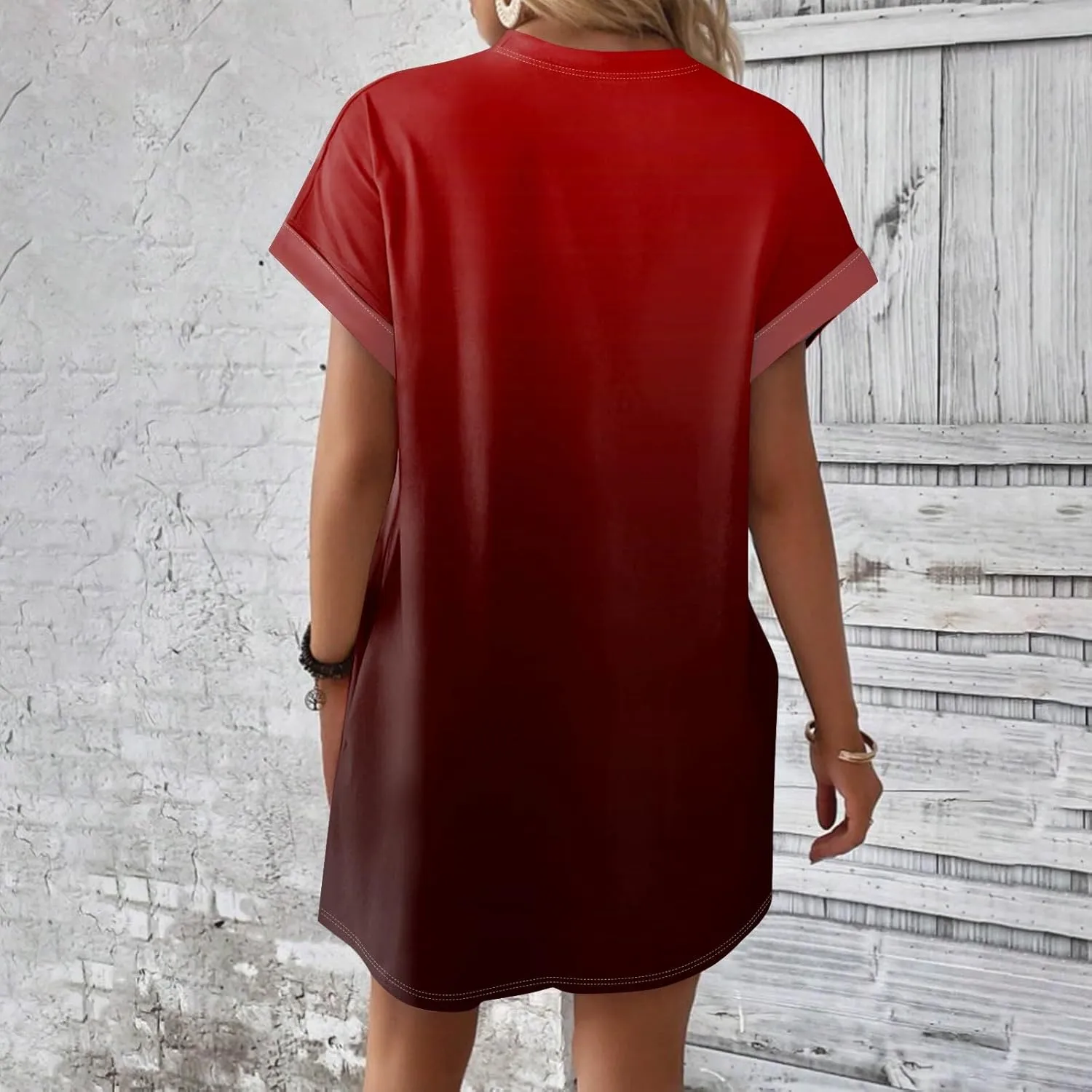 Women's Casual Dresses Summer Short Sleeve Mid Thigh Length T Shirt Dress with Pocket for Women