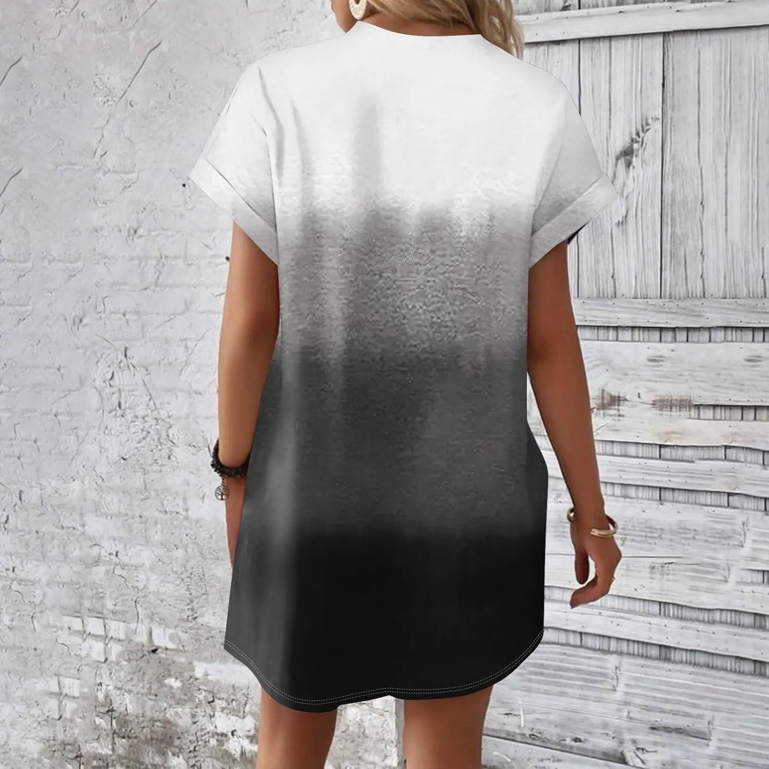 Women's Casual Dresses Summer Short Sleeve Mid Thigh Length T Shirt Dress with Pocket for Women