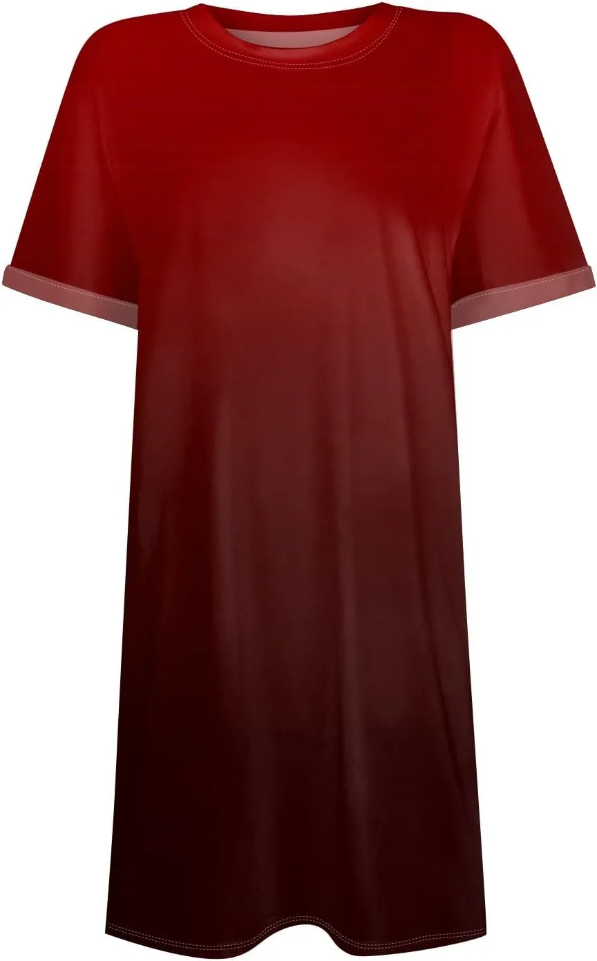 Women's Casual Dresses Summer Short Sleeve Mid Thigh Length T Shirt Dress with Pocket for Women