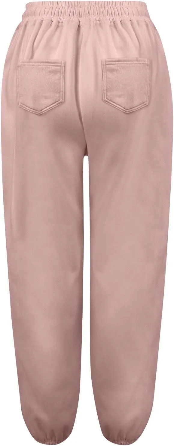 Women's Casual Fleece Sweatpants High Waisted Lounge Baggy Joggers Pants Plus Size Athletic Pants Warm Trousers