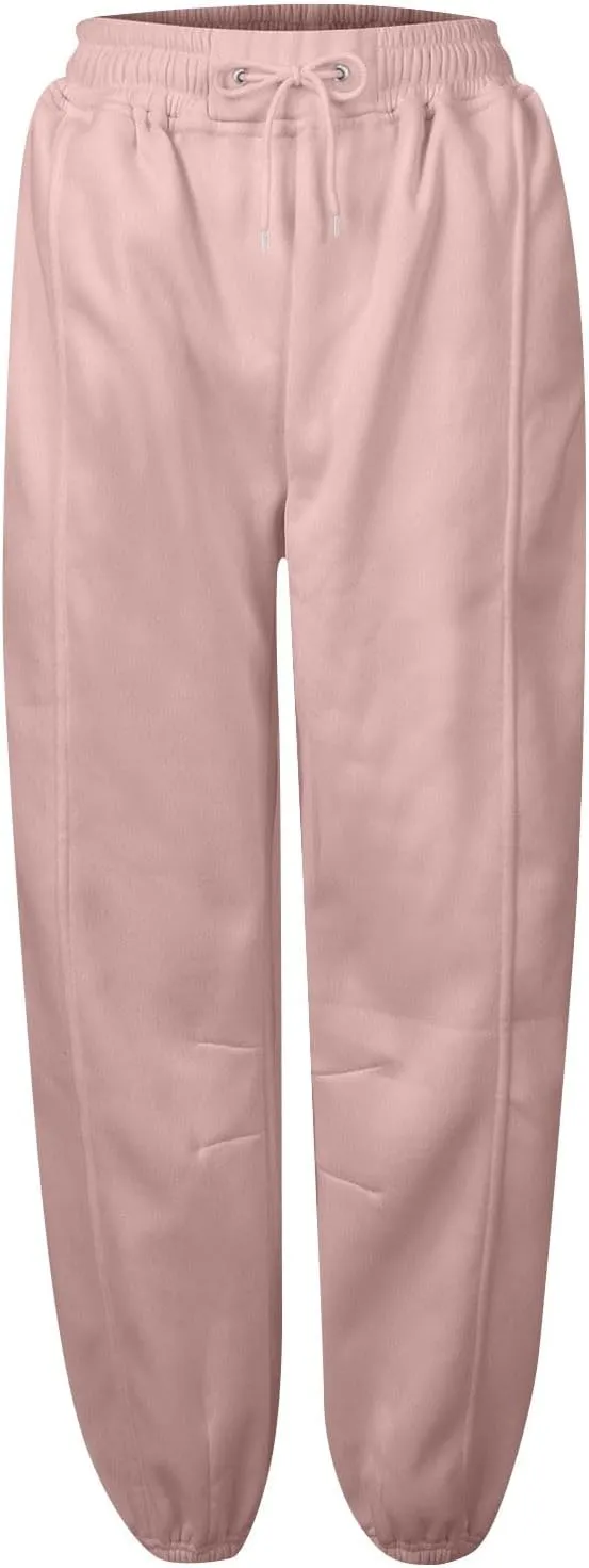 Women's Casual Fleece Sweatpants High Waisted Lounge Baggy Joggers Pants Plus Size Athletic Pants Warm Trousers
