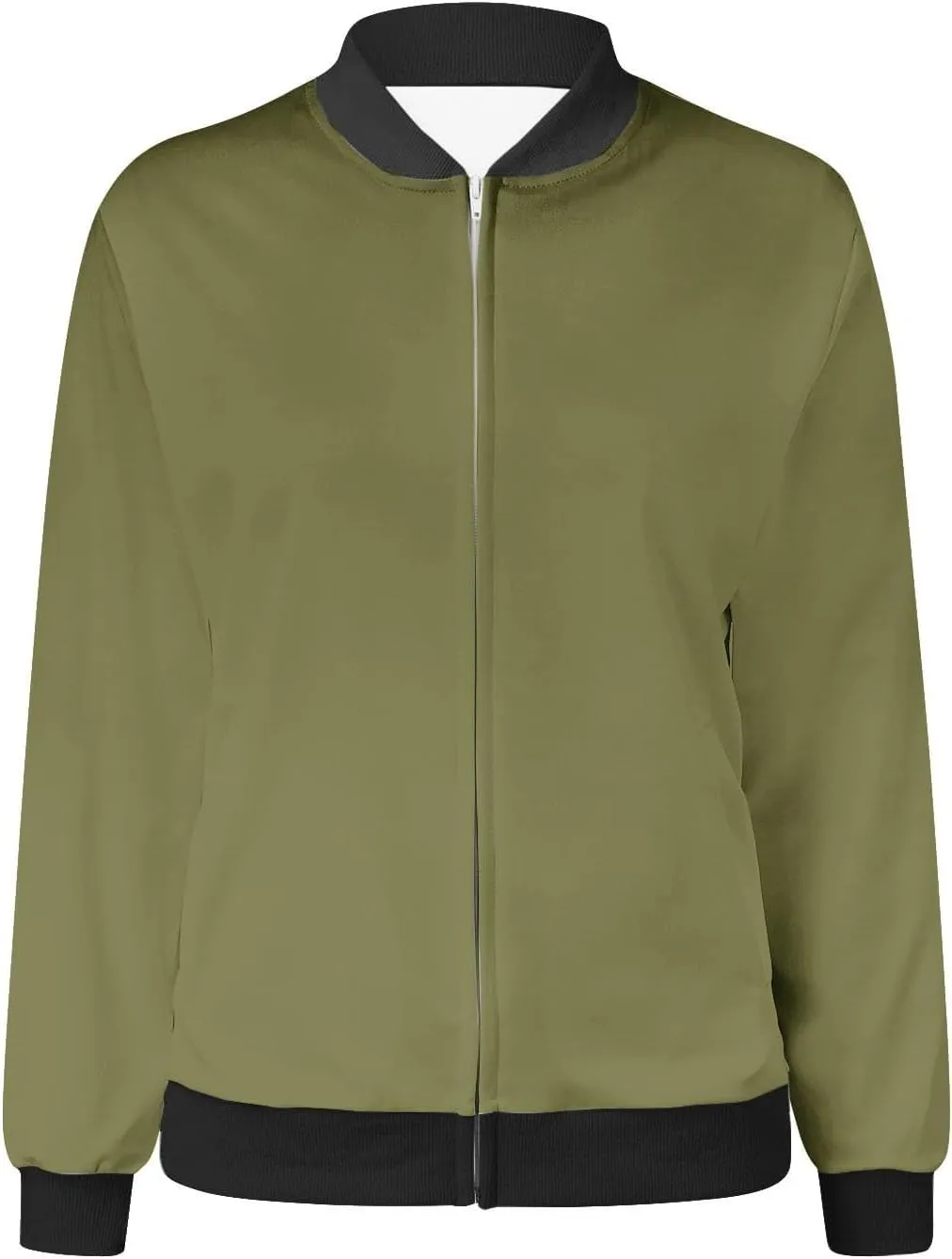 Women's Casual Floral Zip Up Bomber Jacket Spring Long Sleeve Coat Stand Collar Lightweight Short Outwear Tops