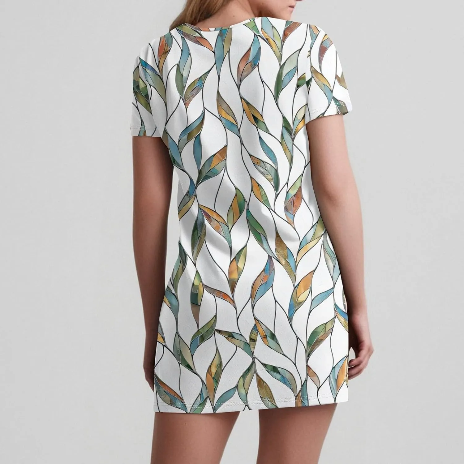 Womens Casual Summer Short Sleeve T Shirt Dress Sexy V Neck Mini Sundress Loose Beach Vacation Outfits with Pockets