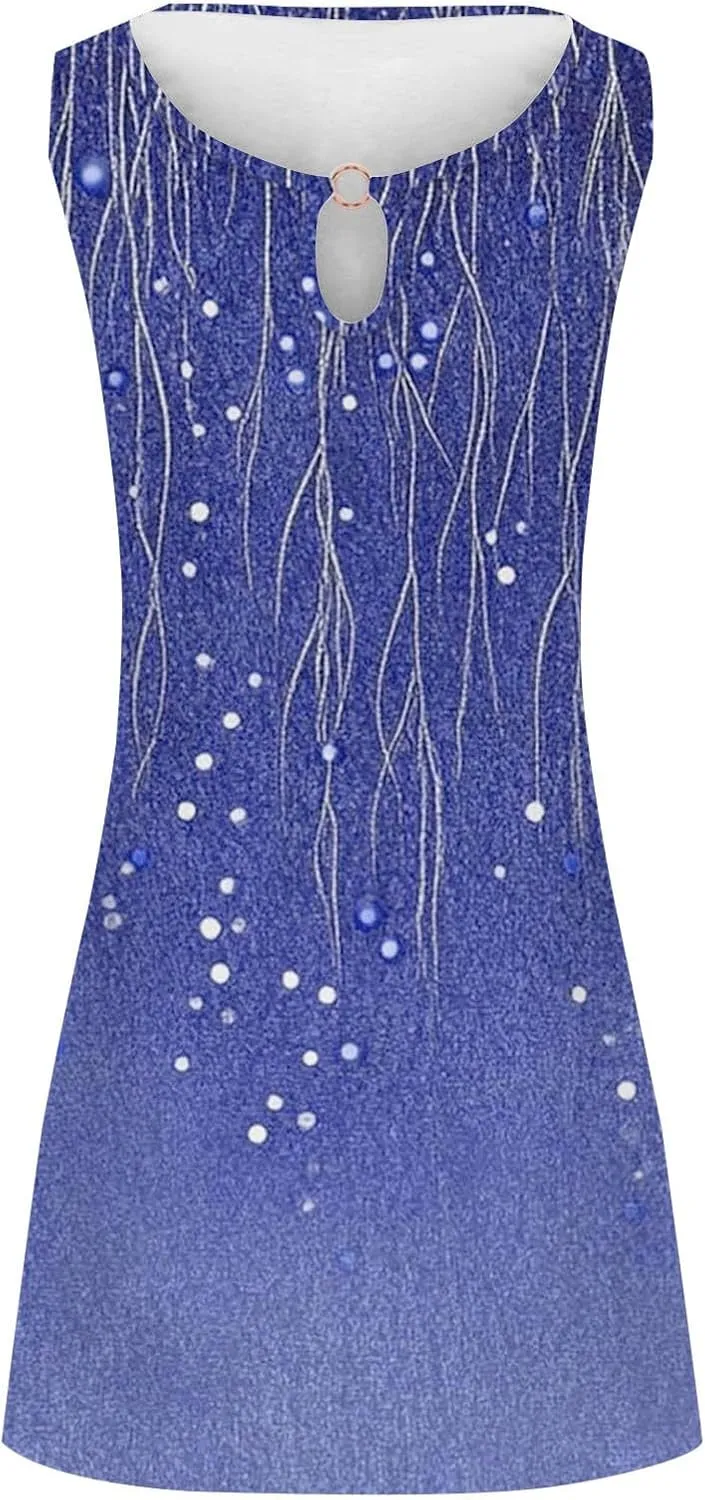 Women's Casual Summer Sleeveless Dress Sun Dresses for Women 2025 Vacation Beach Casual Summer Sundresses Sleeveless