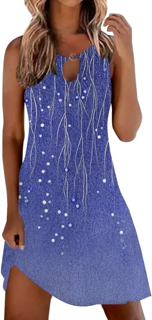 Women's Casual Summer Sleeveless Dress Sun Dresses for Women 2025 Vacation Beach Casual Summer Sundresses Sleeveless