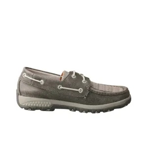 Light Sole Women's Cell Stretch Driving Moc Boat Shoe In Grey