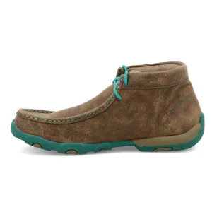 Women's Chukka Driving Moc Shoe In Brown/turquoise Steady Walks Interview Attire