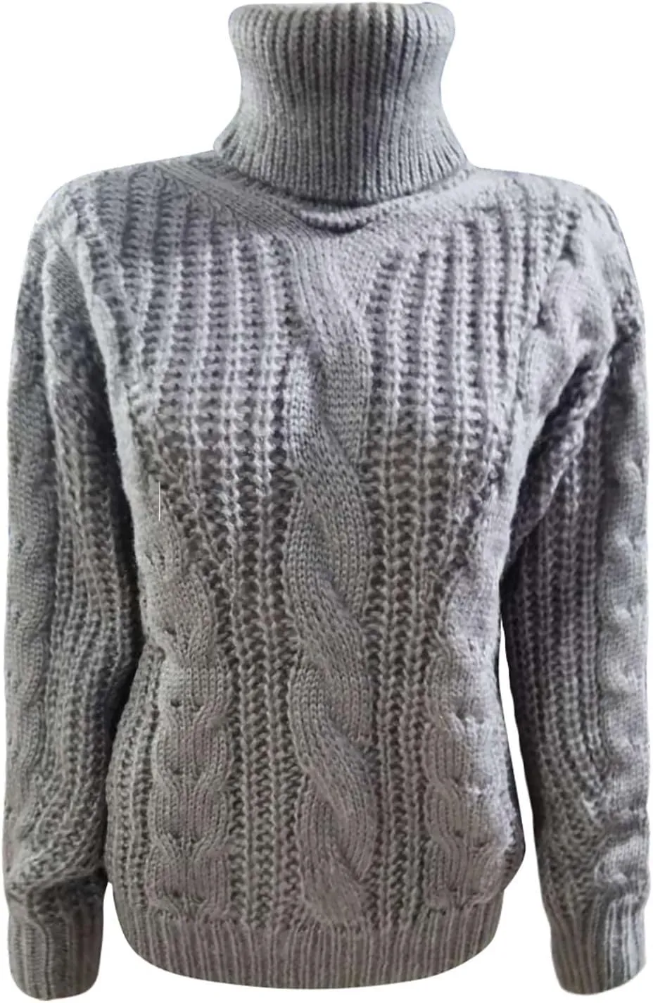 Women's Chunky Cable Knit Pullover 2023 Fashion Sweaters Long Sleeve Turtleneck Fall Winter Trendy Solid Cozy Tops