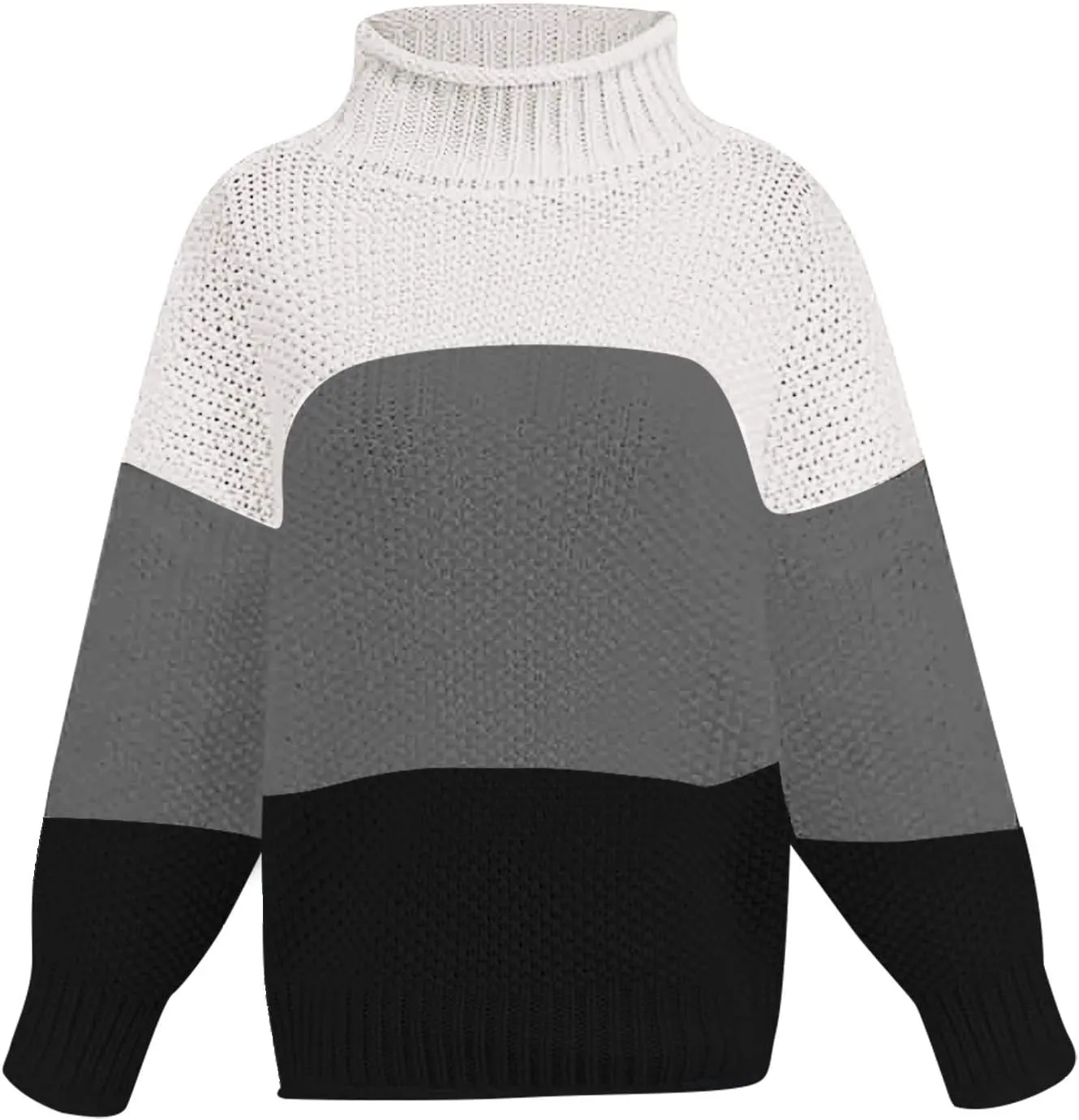 Womens Chunky Cable Knitted Sweaters Casual Loose Colorblocked Crew Neck Sweater 2024 Winter New Knit Basic Sweaters