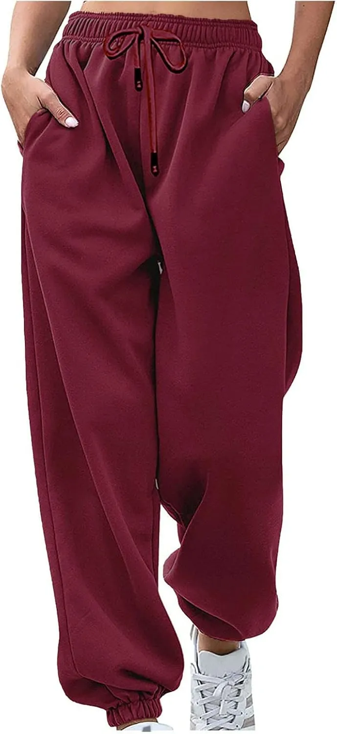 Womens Cinch Bottom Sweatpants Casual High Waisted Avtive Workout Joggers Trendy Plus Size Pants Fall Fashion Outfits