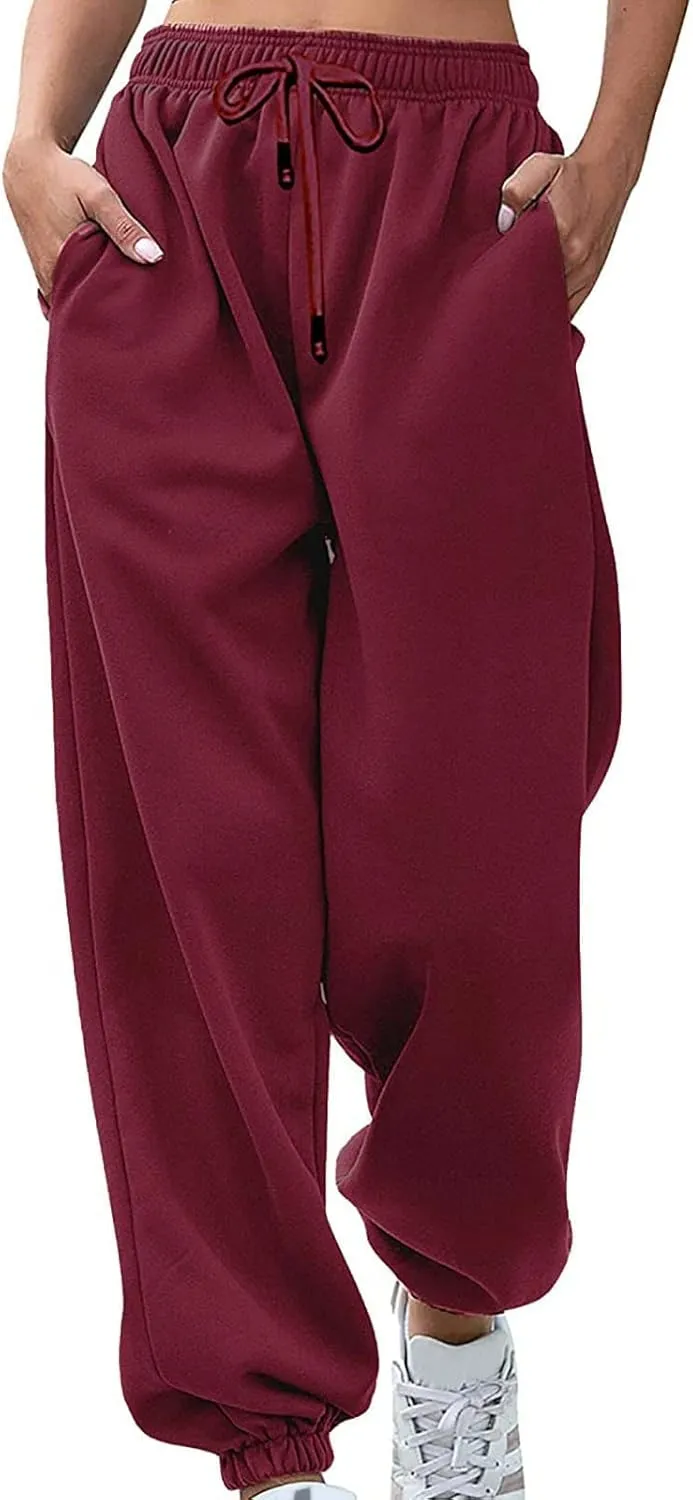 Womens Cinch Bottom Sweatpants Casual High Waisted Avtive Workout Joggers Trendy Plus Size Pants Fall Fashion Outfits