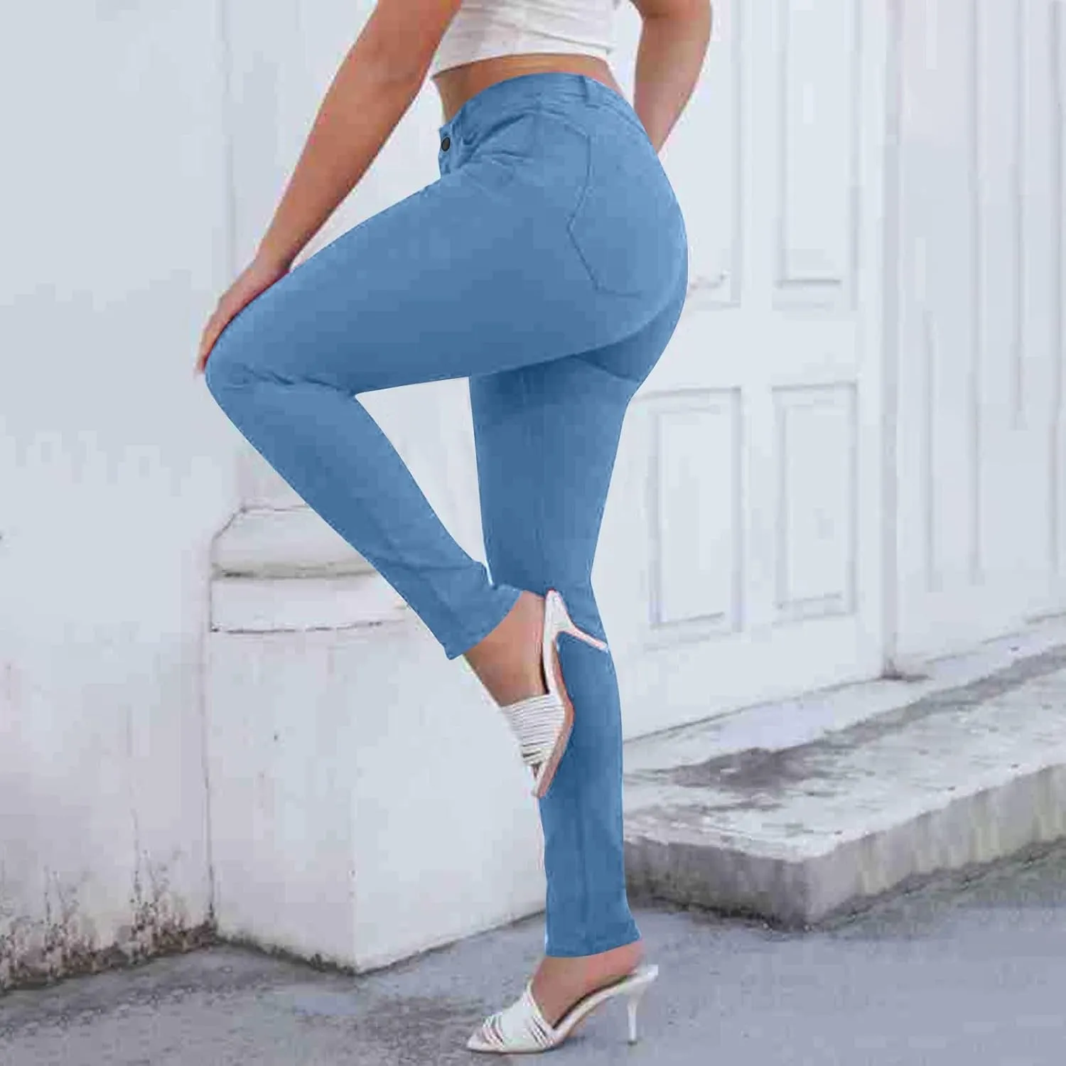 Womens Classic Jean Pants High Waisted Skinny Stretch Butt Lifting Jeans Trendy Slim Fit Denim Pants with Pockets