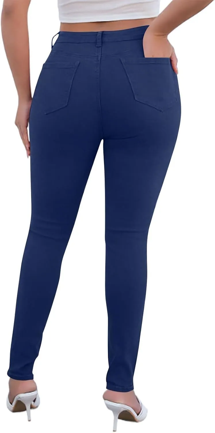 Womens Classic Jean Pants High Waisted Skinny Stretch Butt Lifting Jeans Trendy Slim Fit Denim Pants with Pockets