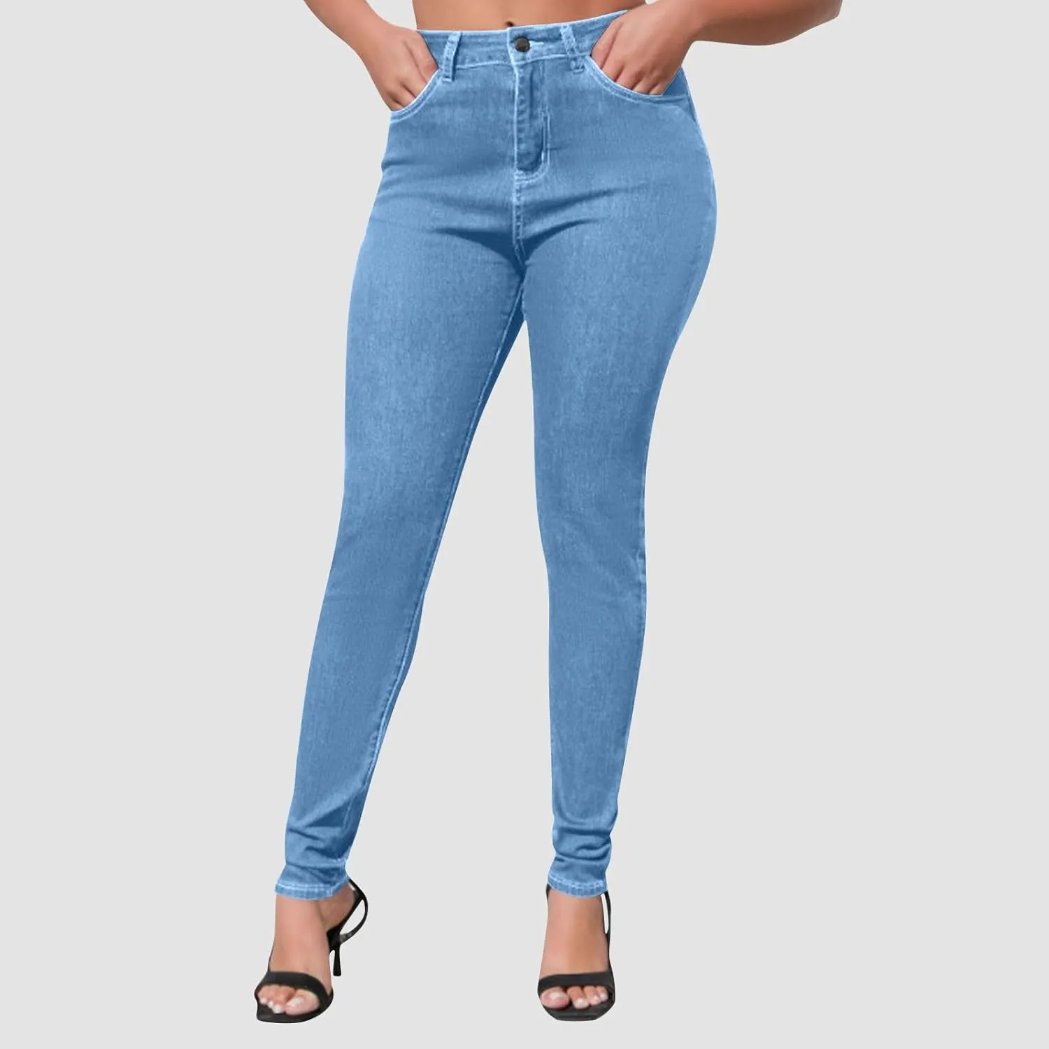 Womens Classic Jean Pants High Waisted Skinny Stretch Butt Lifting Jeans Trendy Slim Fit Denim Pants with Pockets