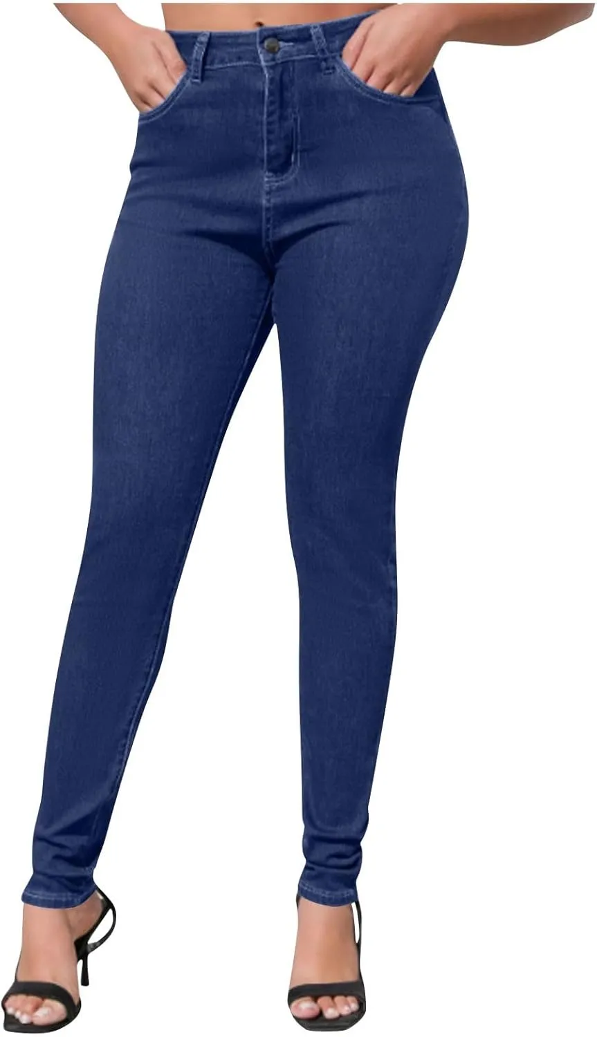 Womens Classic Jean Pants High Waisted Skinny Stretch Butt Lifting Jeans Trendy Slim Fit Denim Pants with Pockets