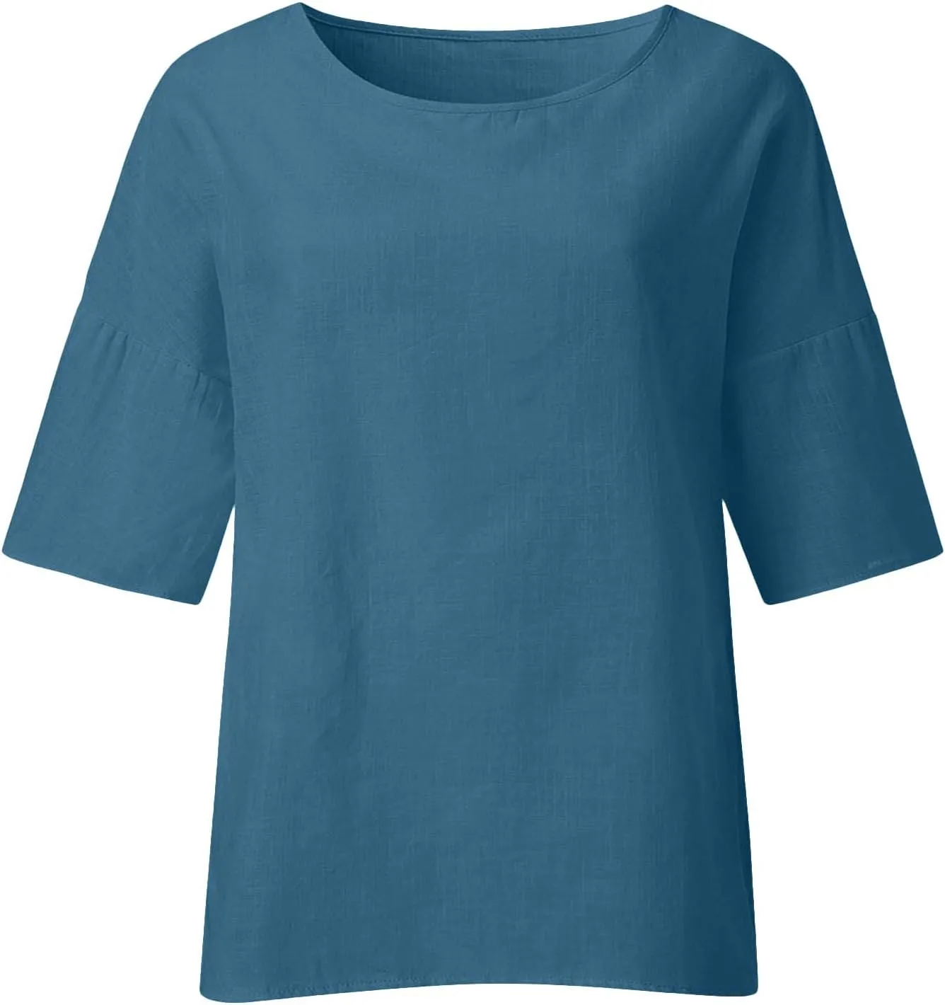 Womens Cotton Linen Shirts Casual Lightweight Gauze Tunics Tops Crewneck Blouses Spring Fashion Loose Shirts Clothing