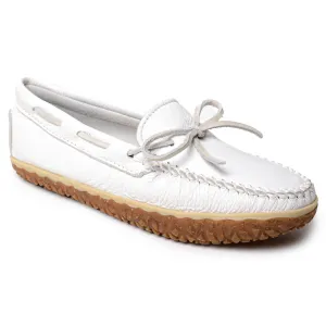 College Trend Women's Deerskin Tread Moccasin In White