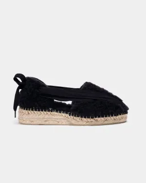 All Ground Free Stride Women's Dom Shearling Espadrilles In Black